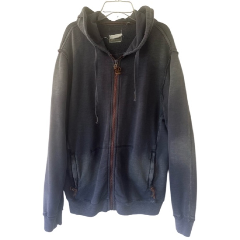 True Grit Bleached full zip Hoodie Men's M blue/gray heavy cotton